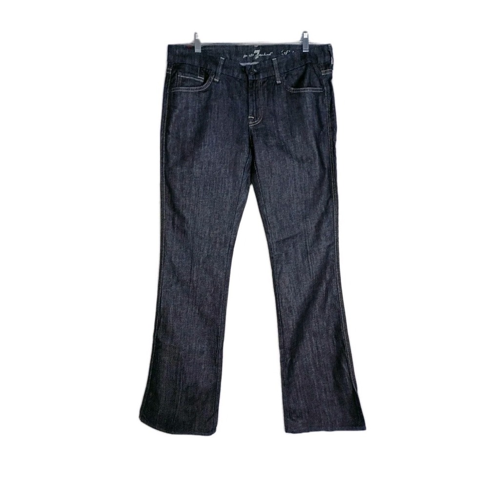 VTG 7 For All Of Man Kind Jeans Women 30 Blue Dark Wash Straight Bootcut Leg USA